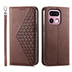 Housse Realme 16 Pro+ Aspect Cuir Lisse au Design Géométrique