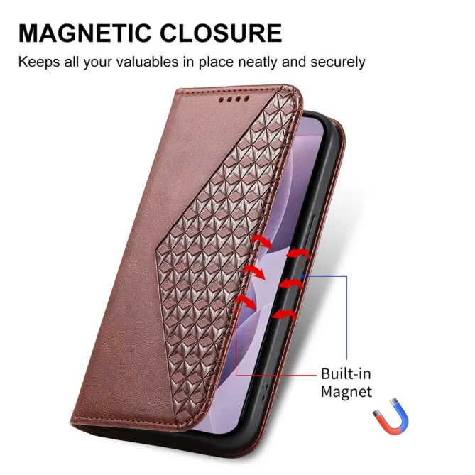 Housse Realme 16 Pro+ Aspect Cuir Lisse au Design Géométrique