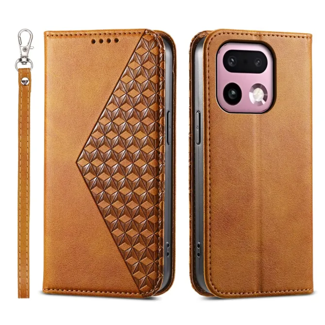 Housse Realme 16 Pro+ Aspect Cuir Lisse au Design Géométrique