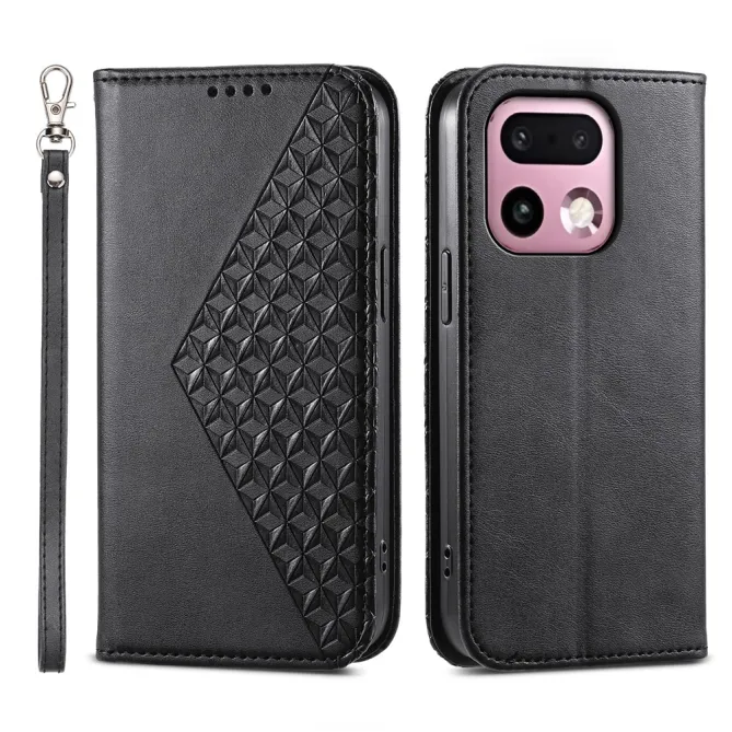 Housse Realme 16 Pro+ Aspect Cuir Lisse au Design Géométrique