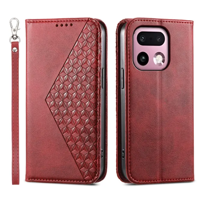 Housse Realme 16 Pro+ Aspect Cuir Lisse au Design Géométrique