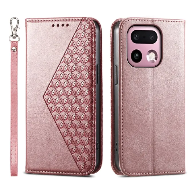 Housse Realme 16 Pro+ Aspect Cuir Lisse au Design Géométrique