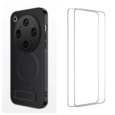 Coque Oppo Find X9 Ultra Magnétique Carbone Support avec 2 Verres Trempés