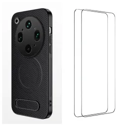 Coque Oppo Find X9 Ultra Magnétique Carbone Support avec 2 Verres Trempés