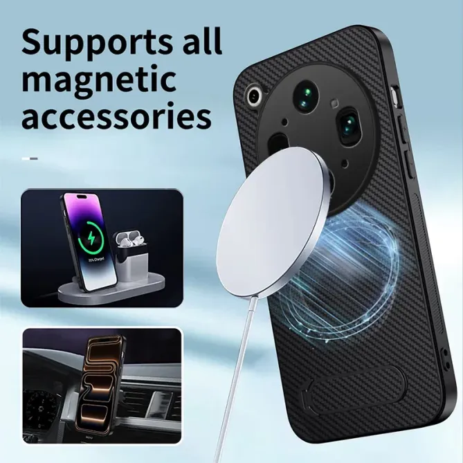 Coque Oppo Find X9 Ultra Magnétique Carbone Support avec 2 Verres Trempés