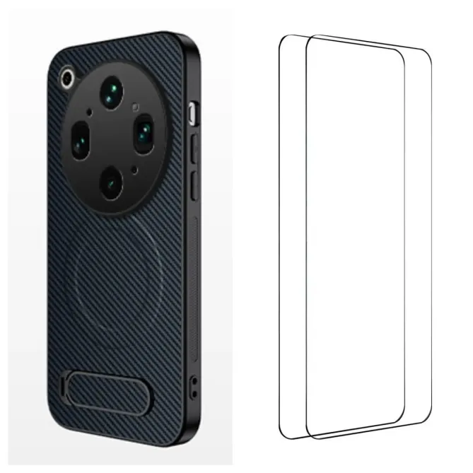 Coque Oppo Find X9 Ultra Magnétique Carbone Support avec 2 Verres Trempés