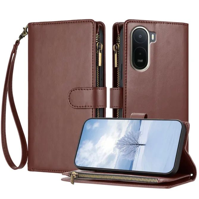 Housse Xiaomi Redmi A7 Pro Cuir PU Portefeuille Zippée Dragonne