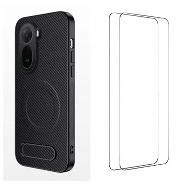 Coque Xiaomi Redmi A7 Pro Magnétique Carbone Support avec 2 Verres Trempés