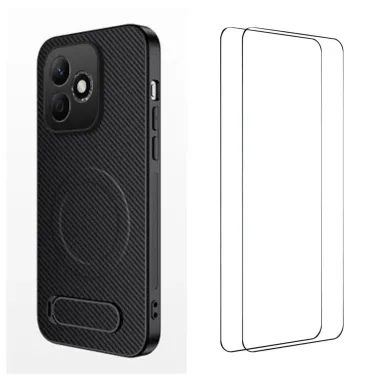 Coque Honor 600 Lite Carbone Magnétique Support + Verres