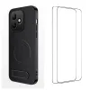 Coque Honor 600 Lite Carbone Magnétique Support + Verres