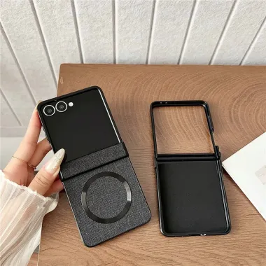 Coque Samsung Galaxy Z Flip7 Magnétique Texture Tissu