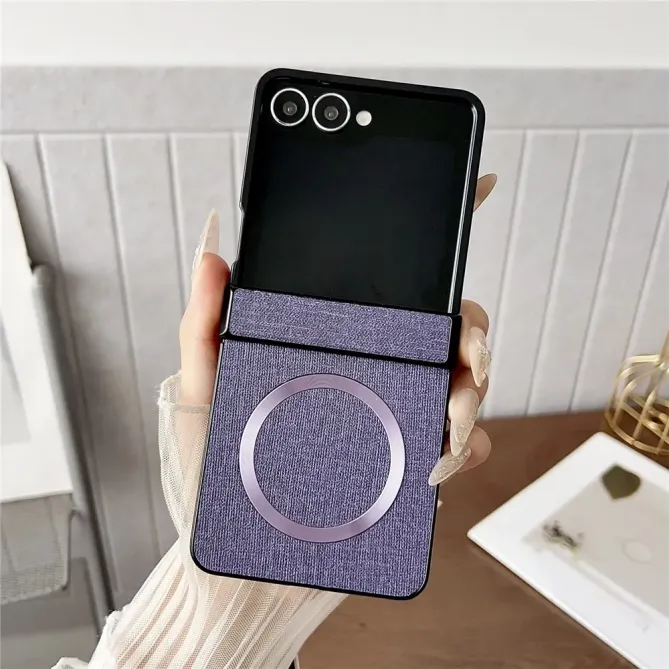 Coque Samsung Galaxy Z Flip7 Magnétique Texture Tissu
