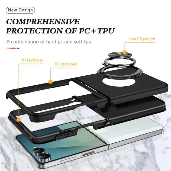 Coque Samsung Galaxy Z Flip 7 Anneau Rotatif Support PC