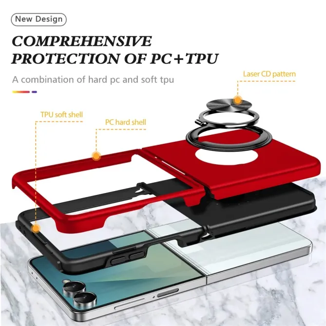 Coque Samsung Galaxy Z Flip 7 Anneau Rotatif Support PC