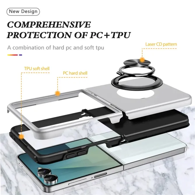 Coque Samsung Galaxy Z Flip 7 Anneau Rotatif Support PC