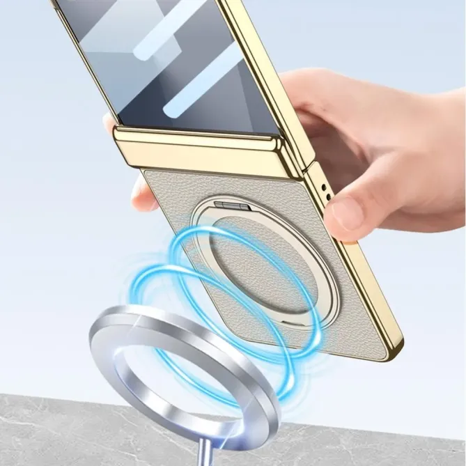 Coque Samsung Galaxy Z Flip 7 Magnétique avec Charnière Effet Cuir