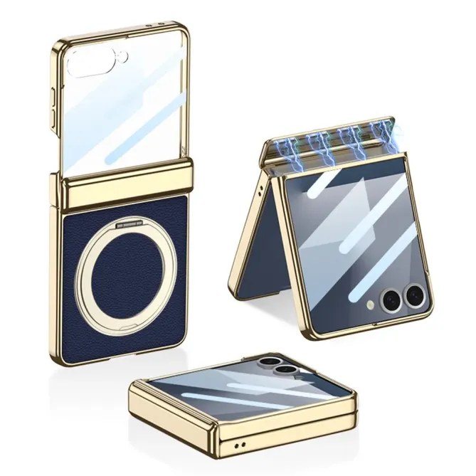 Coque Samsung Galaxy Z Flip 7 Magnétique avec Charnière Effet Cuir