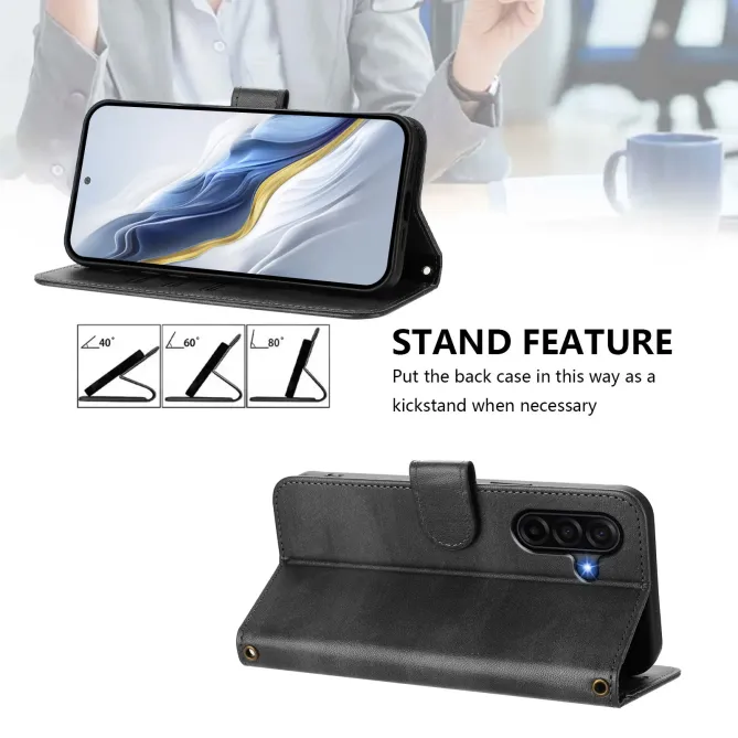 Housse Samsung Galaxy A57 Texture Cuir Rétro avec Dragonne