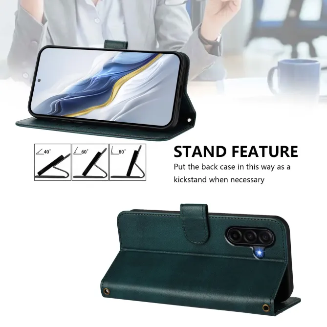 Housse Samsung Galaxy A57 Texture Cuir Rétro avec Dragonne