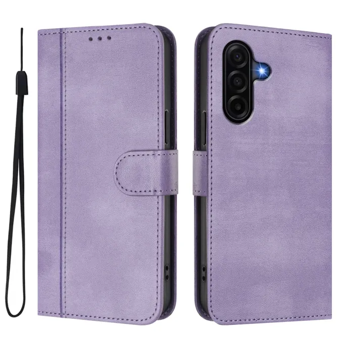 Housse Samsung Galaxy A57 Texture Cuir Rétro avec Dragonne