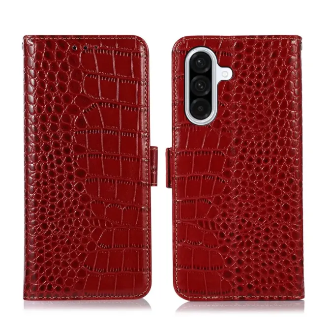 Housse Samsung Galaxy A57 cuir véritable aspect croco