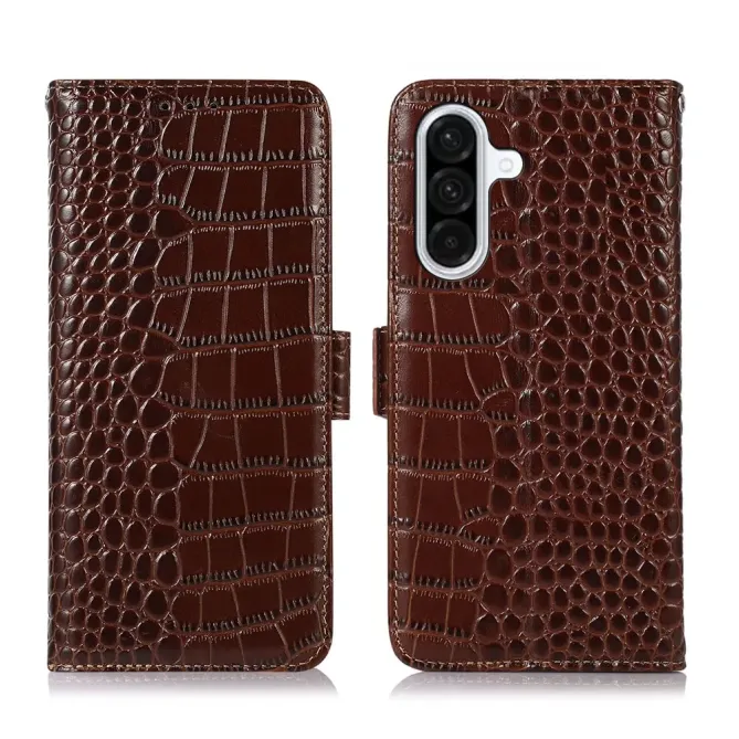 Housse Samsung Galaxy A57 cuir véritable aspect croco