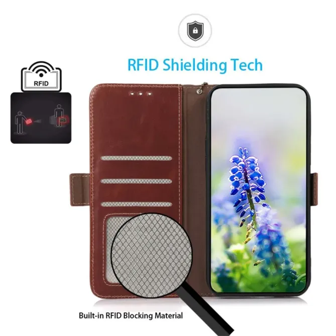 Housse Samsung Galaxy A57 Cuir Véritable RFID Porte-Cartes