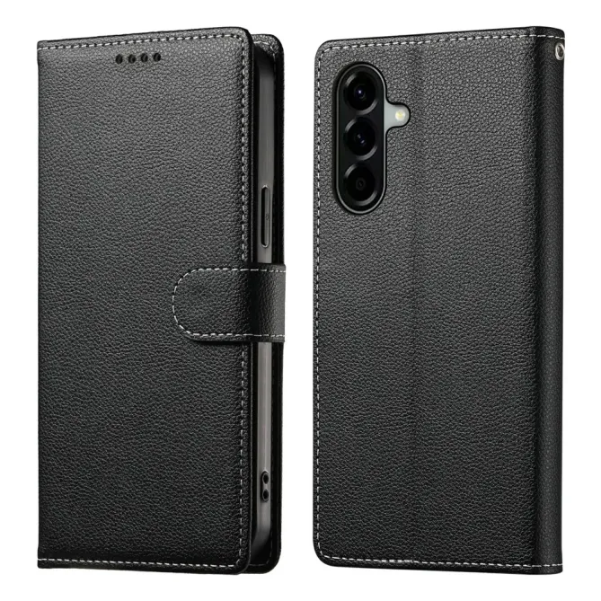 Housse Samsung Galaxy A57 Cuir Texture Grainée avec Lanière