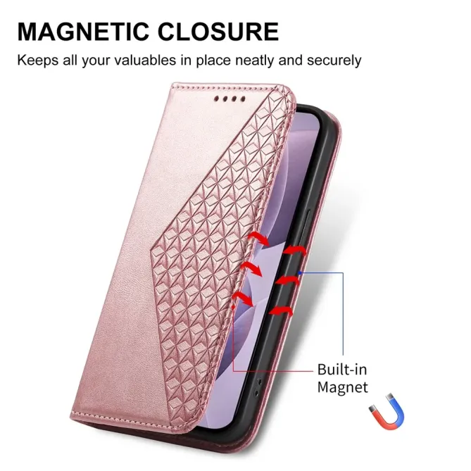 Housse Samsung Galaxy A57 Aspect Cuir Lisse au Design Géométrique