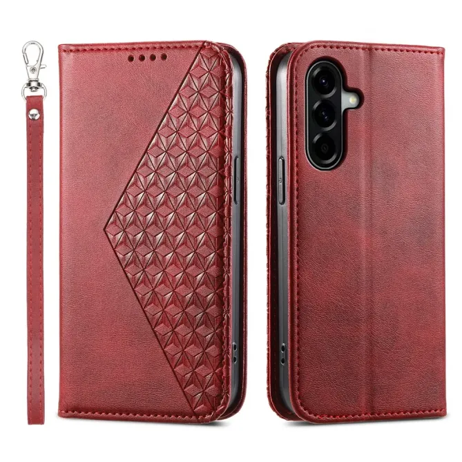 Housse Samsung Galaxy A57 Aspect Cuir Lisse au Design Géométrique