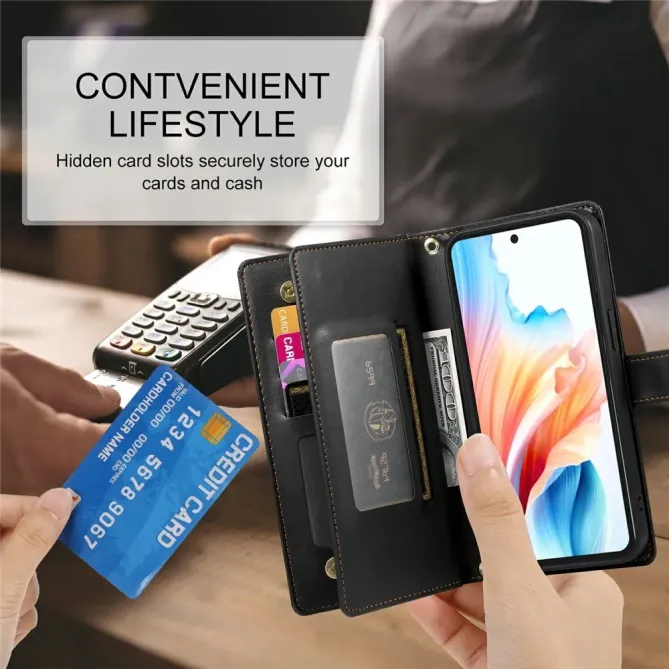 Housse Samsung Galaxy A57 Porte-Cartes Zippé avec Dragonne