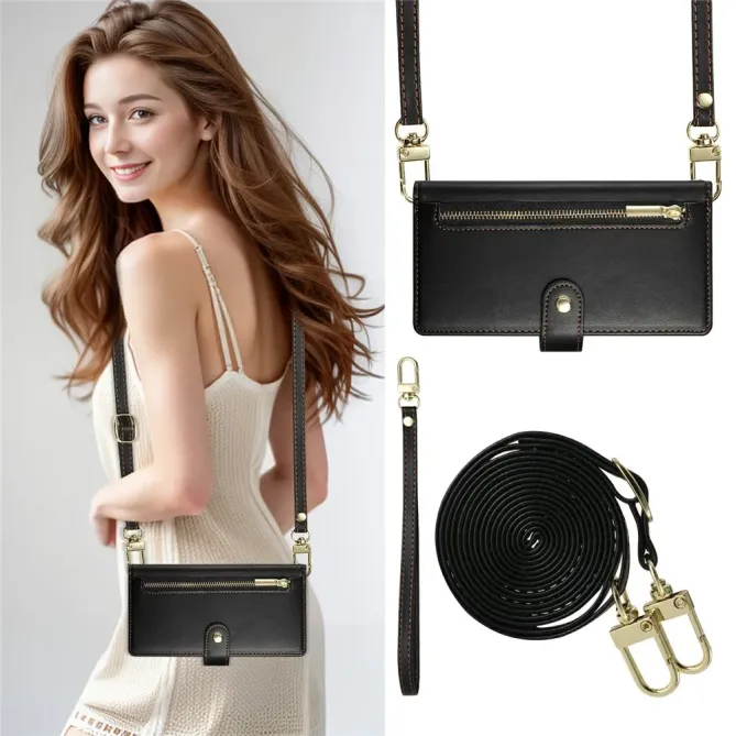 Housse Samsung Galaxy A57 Porte-Cartes Zippé avec Dragonne