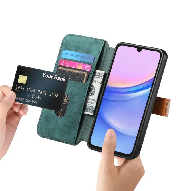 Housse Samsung Galaxy A57 Portefeuille Cuir Rétro avec Sangle