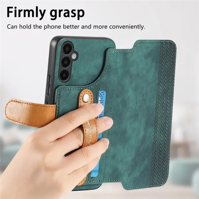 Housse Samsung Galaxy A57 Portefeuille Cuir Rétro avec Sangle