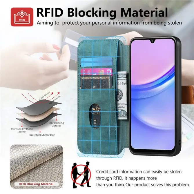 Housse Samsung Galaxy A57 Portefeuille Cuir Rétro avec Sangle