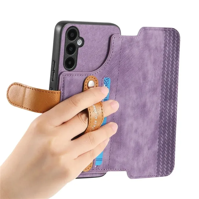 Housse Samsung Galaxy A57 Portefeuille Cuir Rétro avec Sangle