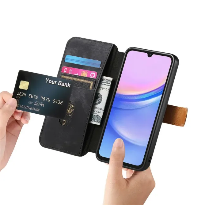 Housse Samsung Galaxy A57 Portefeuille Cuir Rétro avec Sangle