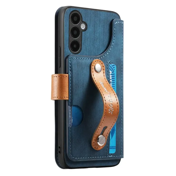 Housse Samsung Galaxy A57 Portefeuille Cuir Rétro avec Sangle