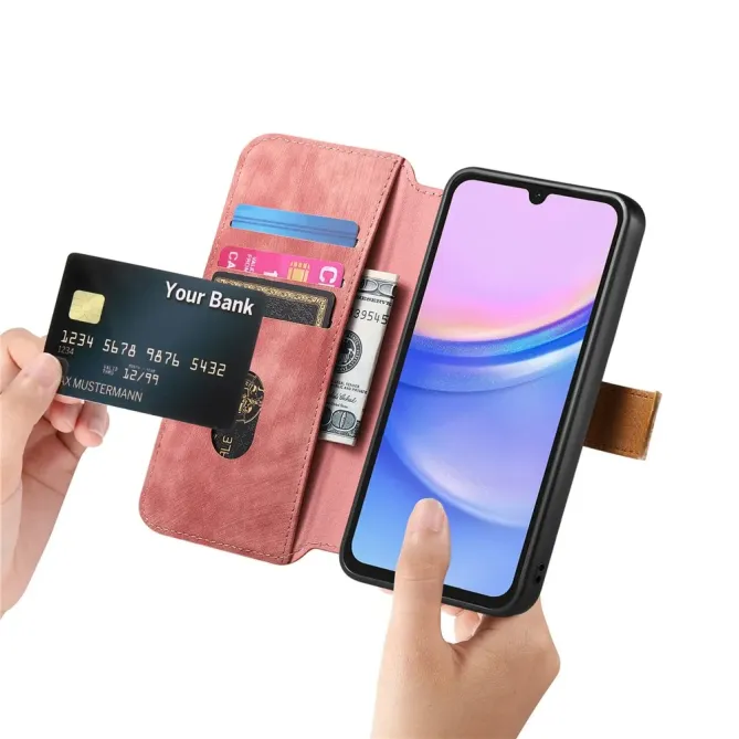 Housse Samsung Galaxy A57 Portefeuille Cuir Rétro avec Sangle