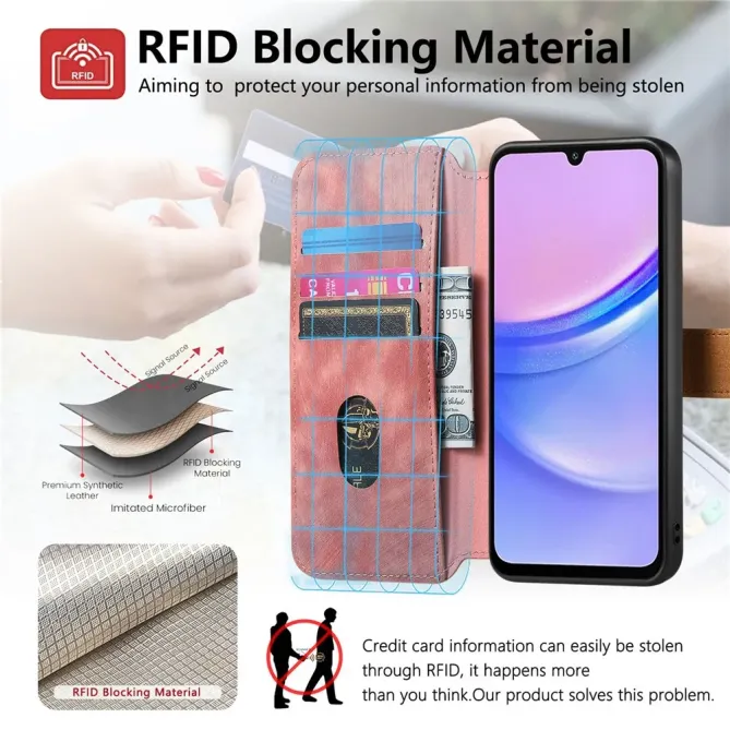 Housse Samsung Galaxy A57 Portefeuille Cuir Rétro avec Sangle