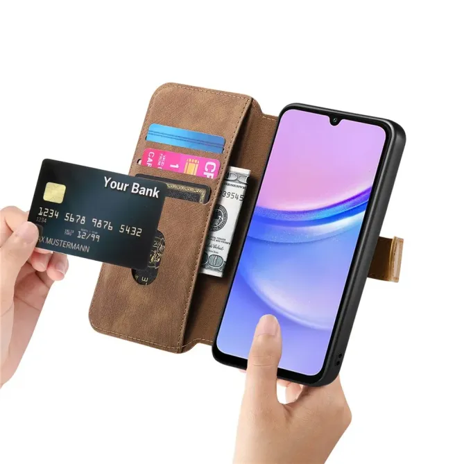 Housse Samsung Galaxy A57 Portefeuille Cuir Rétro avec Sangle