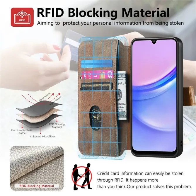 Housse Samsung Galaxy A57 Portefeuille Cuir Rétro avec Sangle