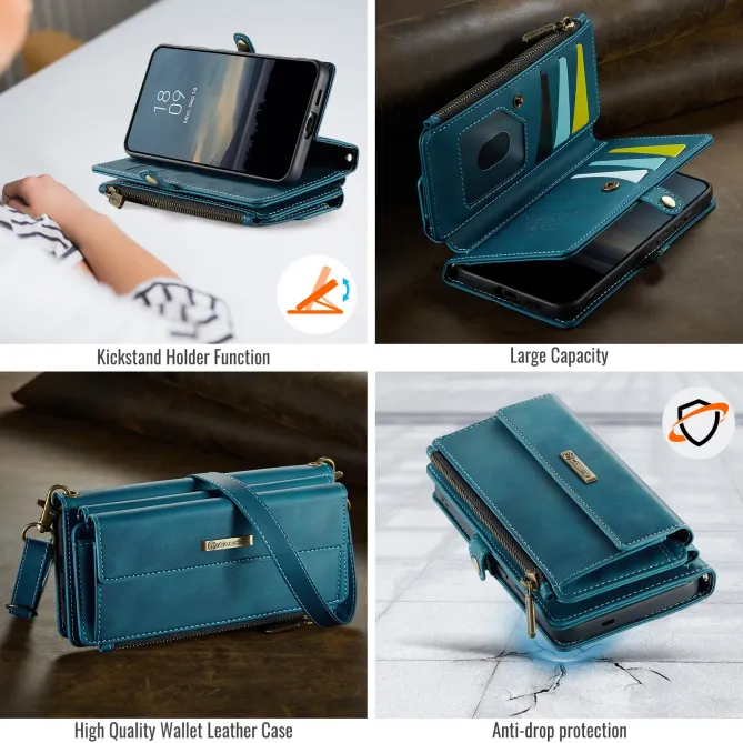 Housse Samsung Galaxy A57 Effet Cuir Portefeuille Zippé Bandoulière C39