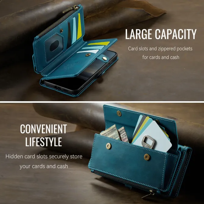 Housse Samsung Galaxy A57 Effet Cuir Portefeuille Zippé Bandoulière C39