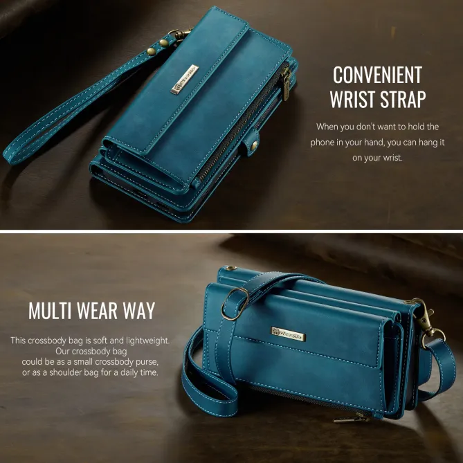 Housse Samsung Galaxy A57 Effet Cuir Portefeuille Zippé Bandoulière C39