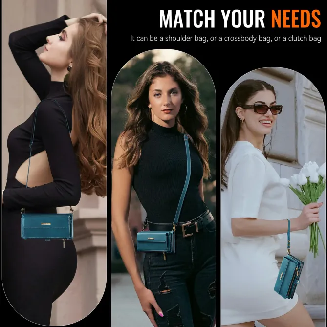 Housse Samsung Galaxy A57 Effet Cuir Portefeuille Zippé Bandoulière C39