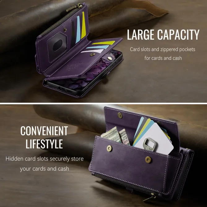 Housse Samsung Galaxy A57 Effet Cuir Portefeuille Zippé Bandoulière C39