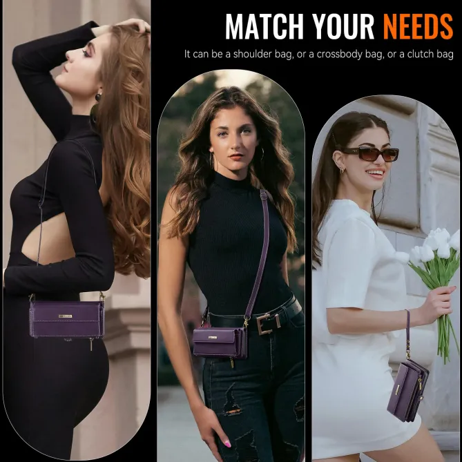 Housse Samsung Galaxy A57 Effet Cuir Portefeuille Zippé Bandoulière C39