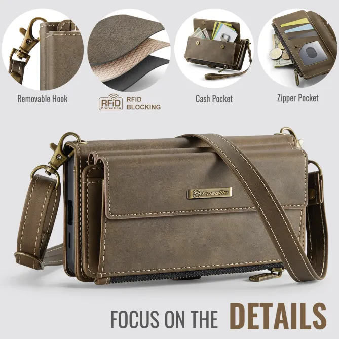 Housse Samsung Galaxy A57 Effet Cuir Portefeuille Zippé Bandoulière C39