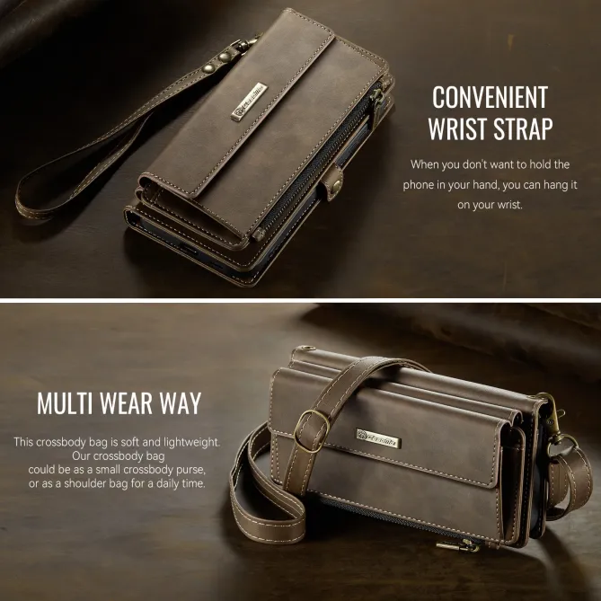 Housse Samsung Galaxy A57 Effet Cuir Portefeuille Zippé Bandoulière C39